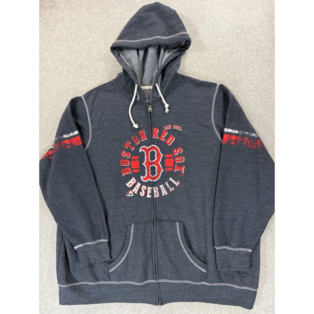 Boston Red Sox Stadium Full Zip Baseball Hoodie Jacket (Men's 3XL) Blue